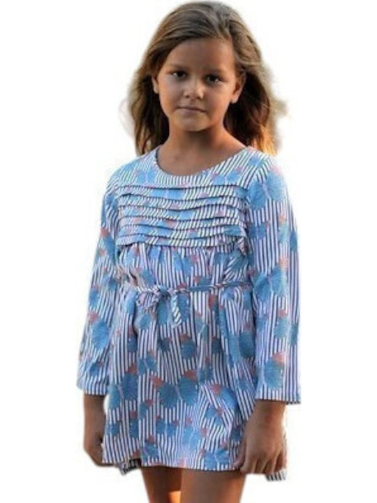Kinderkleid Langärmelig Gestreift Blau