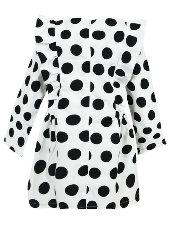 Kinderkleid Langärmelig Polka Dot Black and white