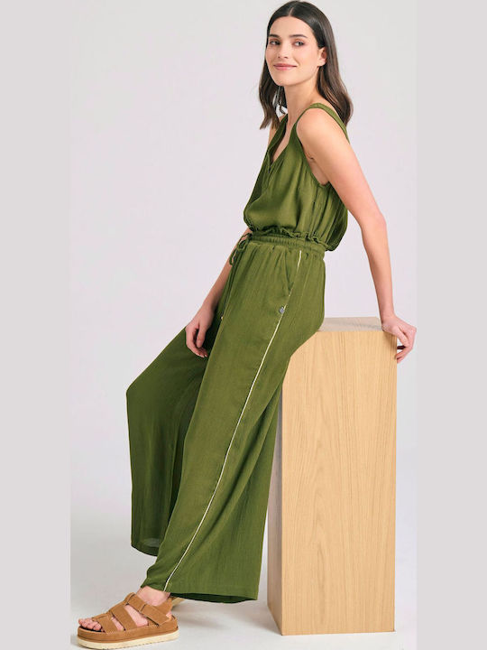 Women's High Waist Pantaloons with Rubber Band in Loose Fit Hunter Green