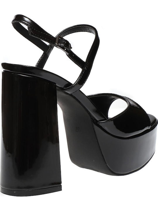 Sandals from Patent Leather Black