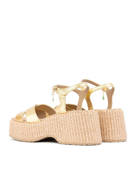 Anatomic Women's Leather Platform Shoes Gold