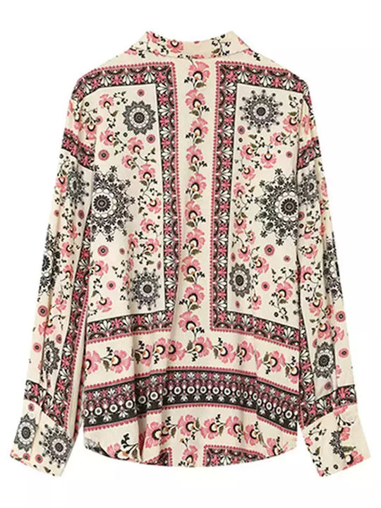 Langärmelig Damen Hemd Beige