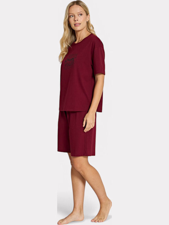 Pijadore Set Pijamale pentru Femei Bordeaux