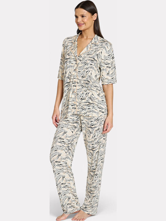 Pijadore Summer Women's Pyjama Set Beige