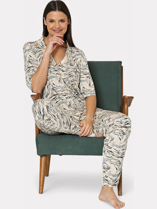 Pijadore Summer Women's Pyjama Set Beige