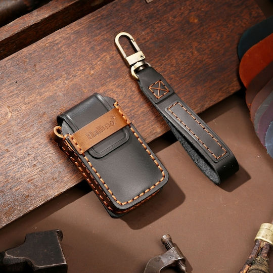 Hallmo Car Cowhide Leather Protective Key Cover Key Case Honda 4 Buttons Black