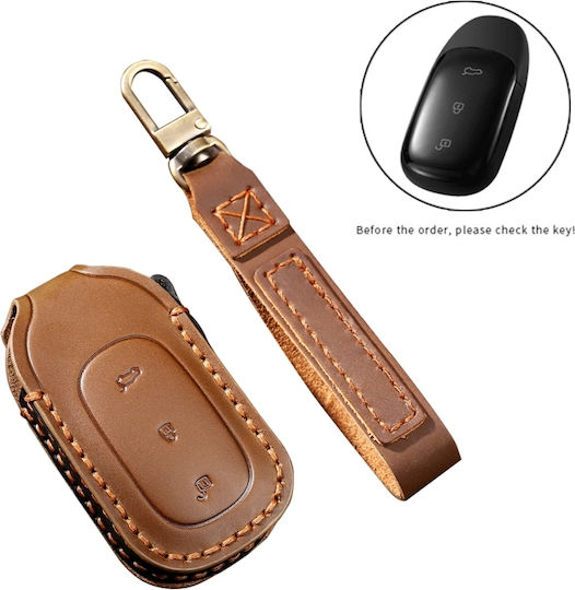 Hallmo Car Cowhide Leather Key Cover Key Case Ford Focus C Style Black