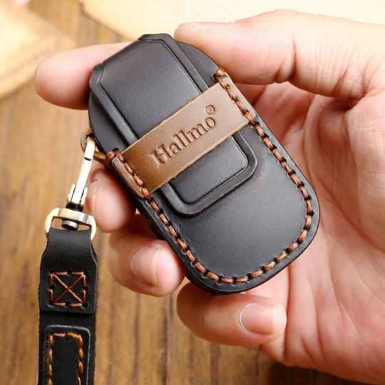 Hallmo Car Cowhide Leather Protective Key Cover Case Ford Focus B Style Black