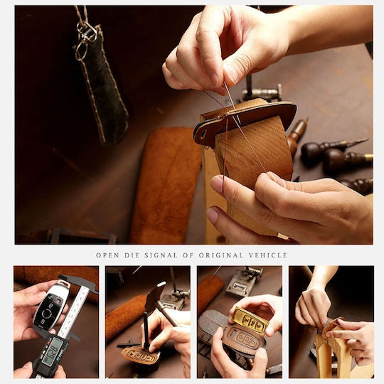 Hallmo Car Cowhide Leather Protective Key Cover Case Ford Focus B Style Black