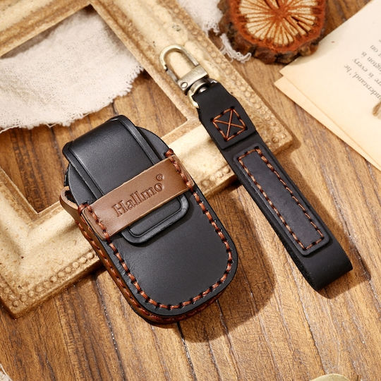 Hallmo Car Cowhide Δερμάτινο Προστατευτικό Κάλυμμα Κλειδιού Θήκη Κλειδιού Land Rover Discovery 5 B Style Μαύρο
