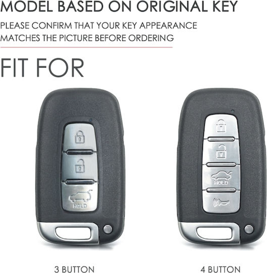 Hallmo Car Cowhide Leather Protective Key Cover Case for Kia K2 K3 K5 3 Buttons Black