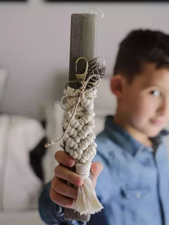White Goose Macrame Λαμπάδα 30cm