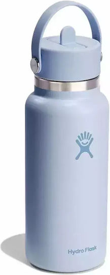 Hydro Flask Wide Flex Cap Μπουκάλι Θερμός Ανοξείδωτο 1lt Surf Blue με Καλαμάκι