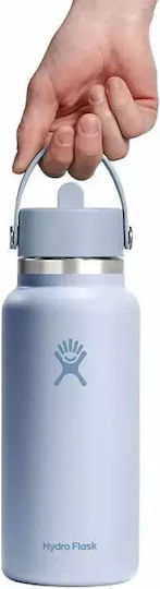 Hydro Flask Wide Flex Cap Μπουκάλι Θερμός Ανοξείδωτο 1lt Surf Blue με Καλαμάκι