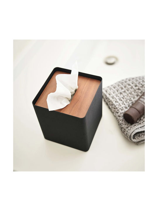 Yamazaki Metallic Tissue Holder Black 13x13x15.5cm