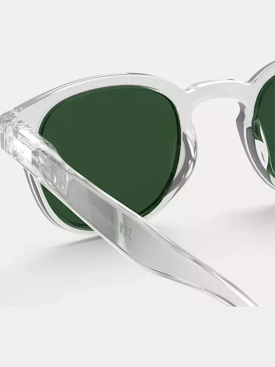 Izipizi Unisex Sunglasses with Transparent Plastic Frame and Green Polarized Lens