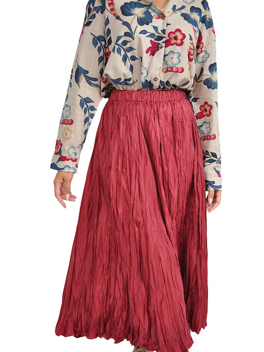 Satin High-waisted Maxi Skirt red