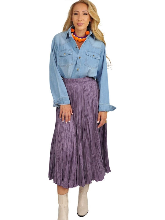 Satin High-waisted Maxi Skirt Purple