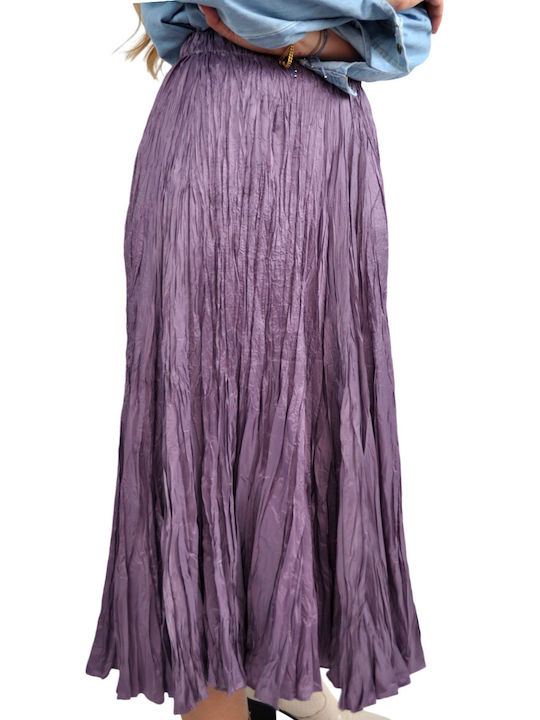 Satin High-waisted Maxi Skirt Purple