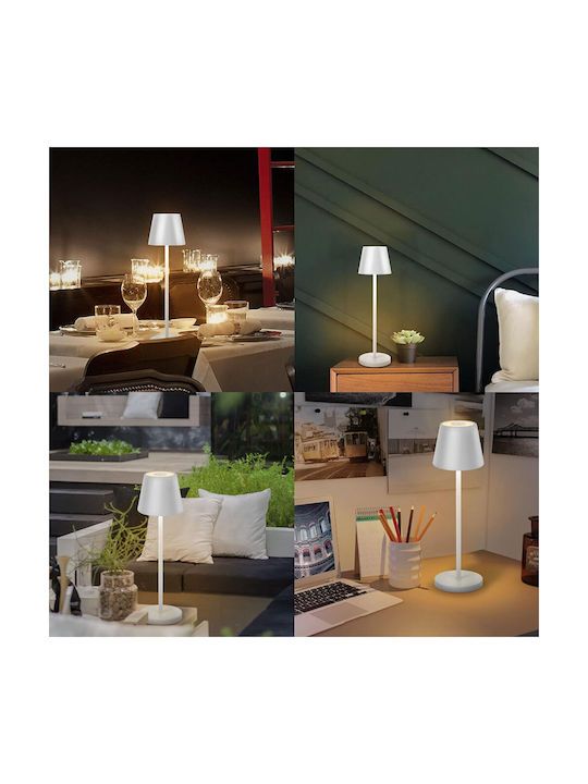 Table Lamp LED with White Shade and Base