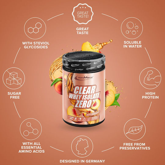IronMaxx Clear Whey Isolate ZERO Proteină Din Zer Fara lactoza cu Aromă Peach Ice Tea 400gr