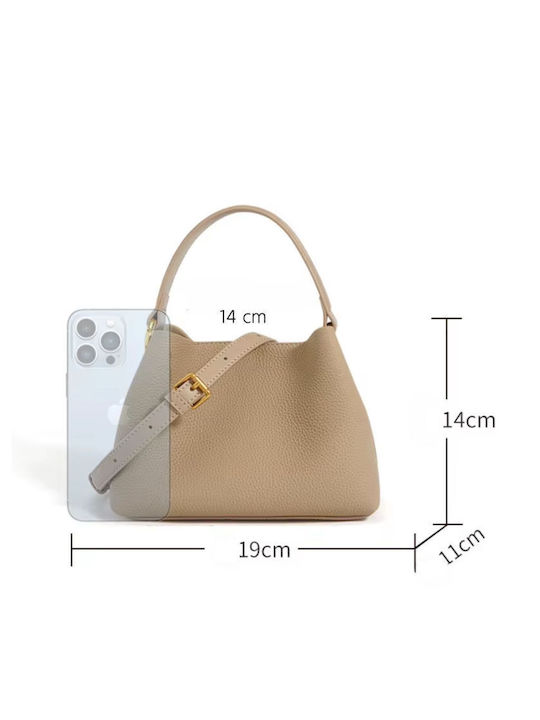 Leather Women's Bag Shoulder Beige