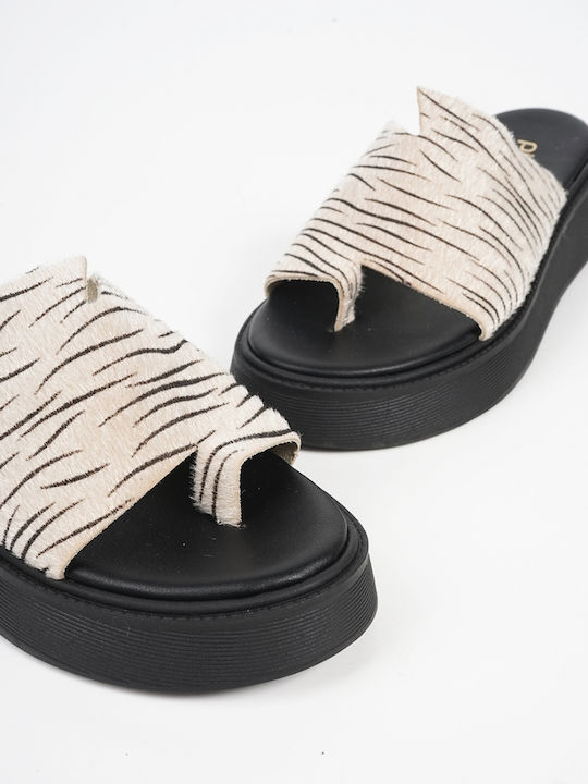 Women's Flat Sandals Flatforms in Ecru Color