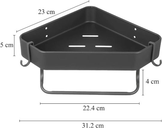 Quasar Colțar Montat pe perete Raft Baie Metal 23x23x5cm Gri