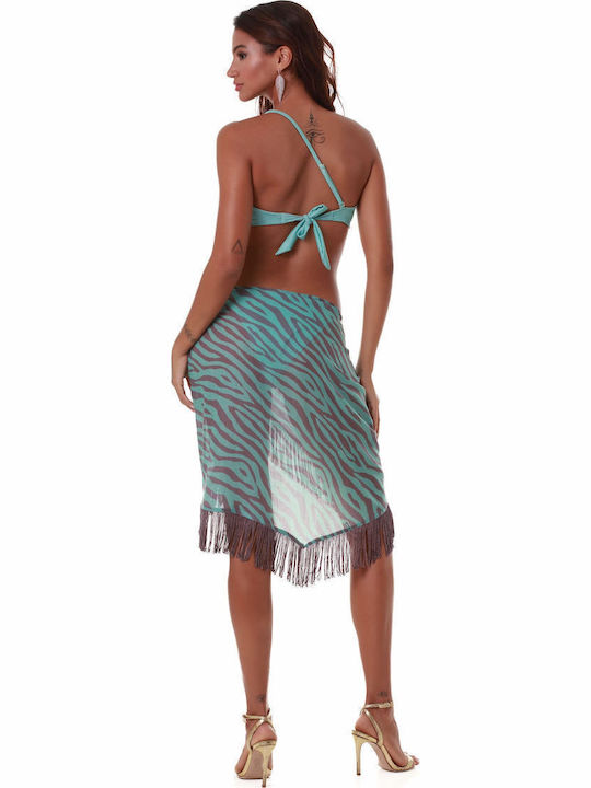 Bluepoint Women's Pareo Skirt Side Tie & Tassels Candy Rush Petrol