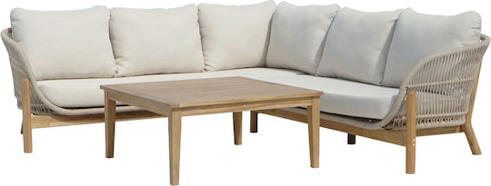 3-Piece Living Room Set Natural With Pillows