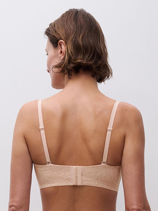 Μπεζ Strapless Σουτιέν με Μπανέλες