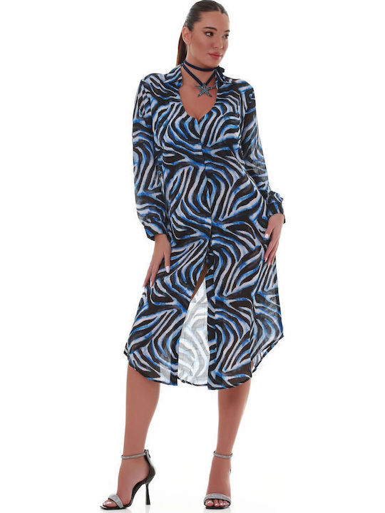 Midi Hemdkleid Hellblau