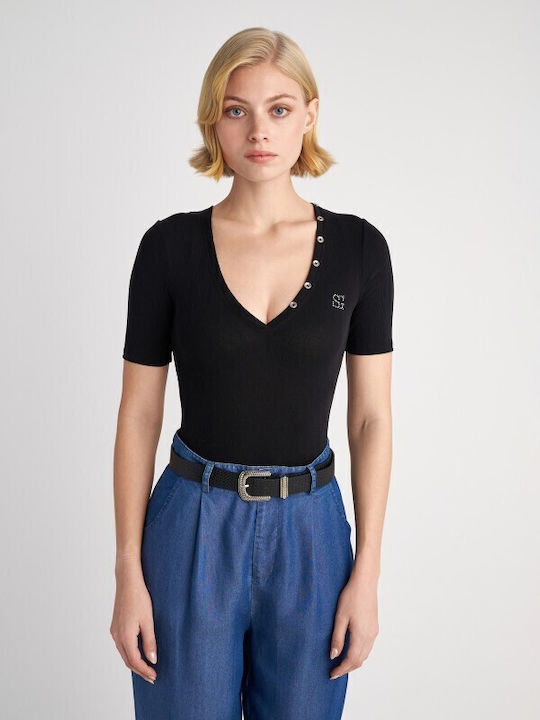 Staff Damen Baumwoll-Bodysuit Slim Fit 63-016.053 Schwarz 63-016.053