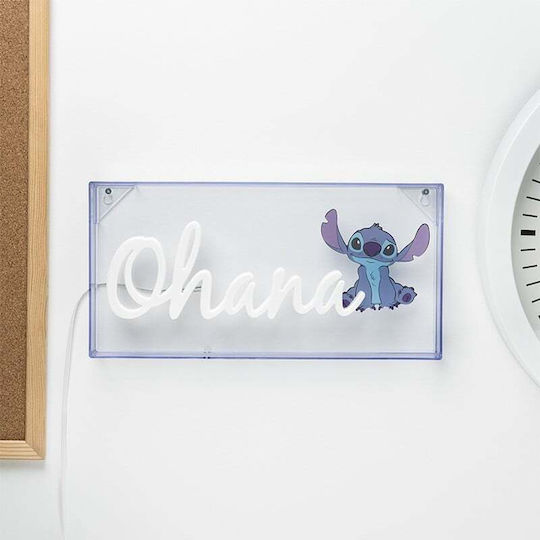 Paladone Led Kids Desk Lamp Neon Stitch Ohana Blue 30.5x15.5cm