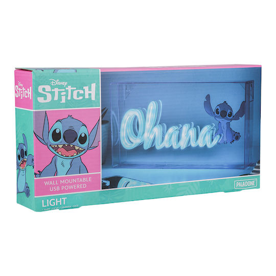 Paladone Led Kids Desk Lamp Neon Stitch Ohana Blue 30.5x15.5cm