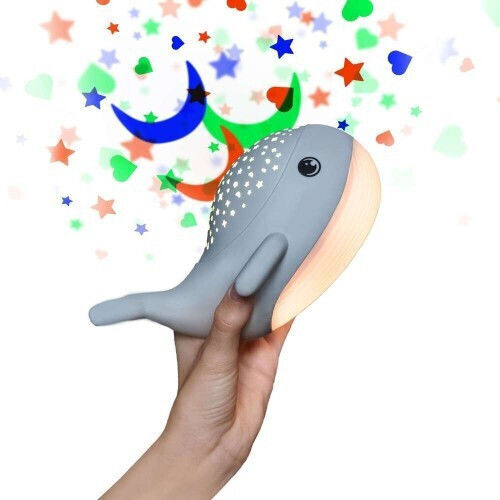 Mega Light Παιδικό Διακοσμητικό Φωτιστικό Willy Whale με Προβολή Αστεριών Λευκό 14.3x17x8.9εκ.