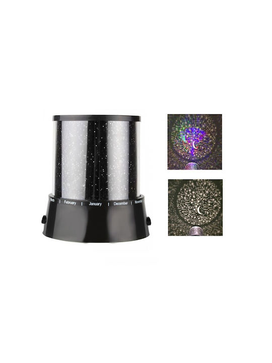 Led Περιστρεφόμενο Παιδικό Φωτιστικό Projector Star Master με Προβολή Σχεδίων με Εναλλαγές Χρωματισμών Μαύρο