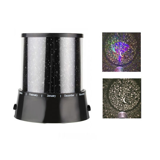 LED Въртящ се Детска Лампа Проектор Star Master с Проекция на Дизайни с Промяна на Цветовете Черен