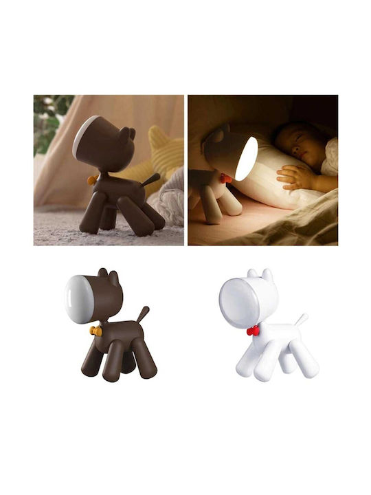 Andowl Led Kids Decorative Lamp Waggy Puppy White