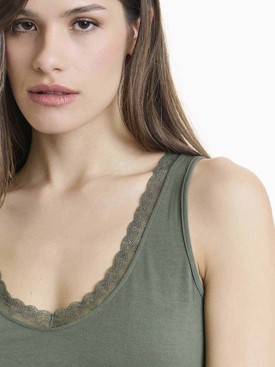 Women's T-Shirt with Spaghetti Strap Green
