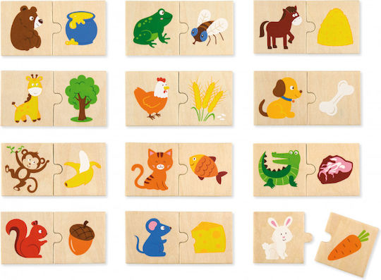 Wooden Kids Peg Puzzle What Do the Animals Eat 30pcs Viga Toys