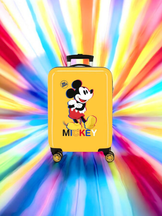 Disney Mickey 3d Παιδική Βαλίτσα Ταξιδίου Καμπίνας Σκληρή Κίτρινη με 4 Ρόδες Ύψους 55εκ.