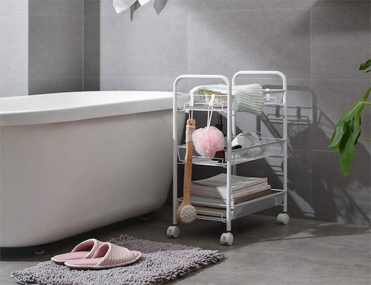 Verk Group Металик Кухненско Тролей 3 Позиции Бял 44x27x64см