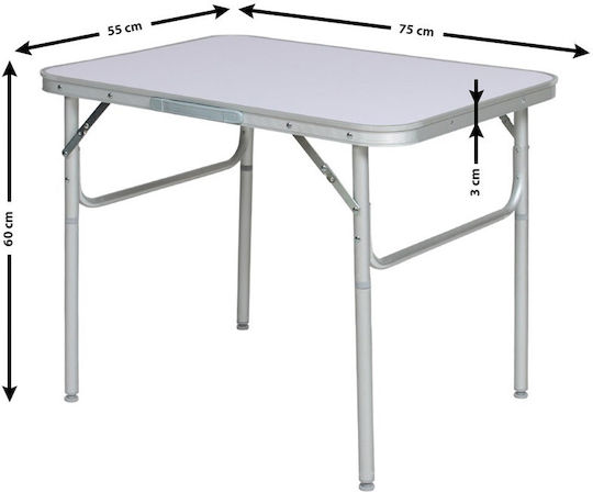 Camp Active 44756 Table Steel for Camping Foldable 75x55x60cm White