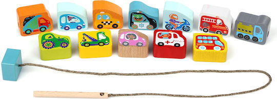 Cubika Pull-Along Toy Lacing Cars made of Wood for 12++ Months