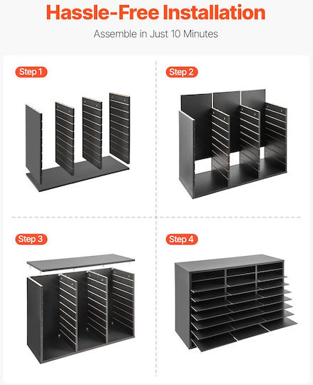 Vevor Wooden Literature Organizer 27 Θέσεων Αφαιρούμενα Ράφια Μαύρο