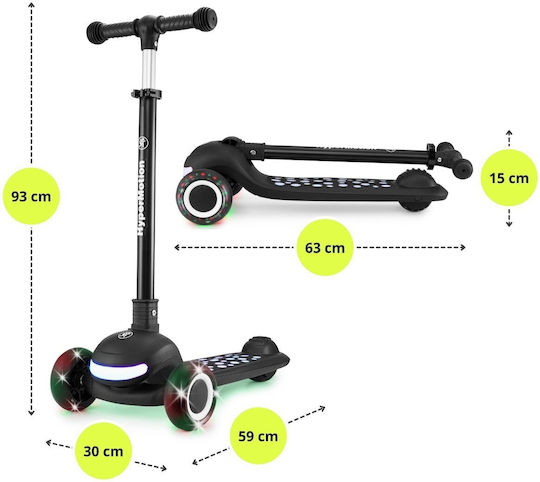 HyperMotion Kinderroller Klappbar 3-Rad mit Sitz für 12+ Monate Schwarz