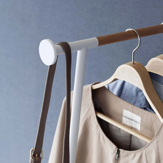 Yamazaki Wall Mounted Metallic Coat Rack White Tower 38.5x47x162cm