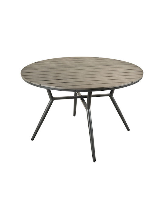 Masa pentru spații exterioare Polywood cu schelet din aluminiu Appa Cărbune de lemn 120x120x74buc