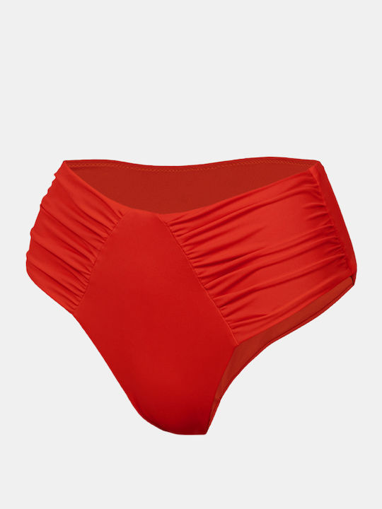 Ruched Red Bikini Bottoms